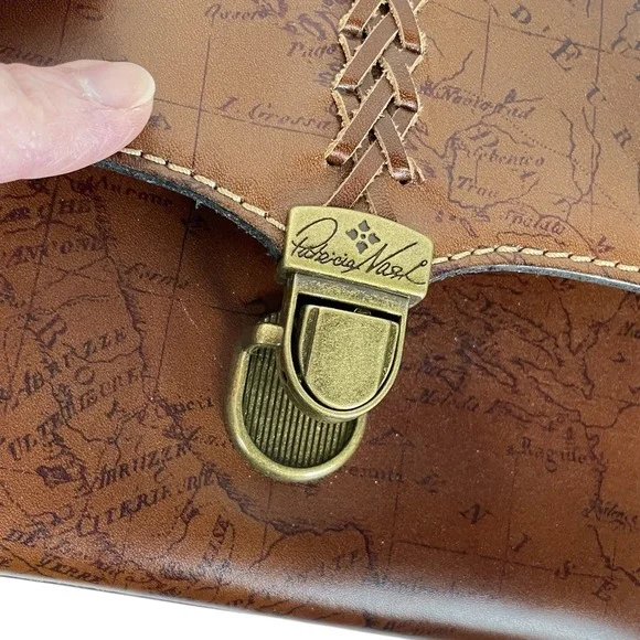Patricia Nash Map Collection Crossbody Clutch Bag Leather Brass Travel Artisan - Picture 10 of 13